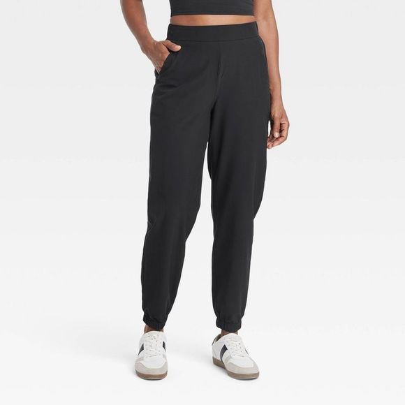 All In Motion Pants - All In Motion - Women's High-Rise Winter Woven Lined Joggers - All Black